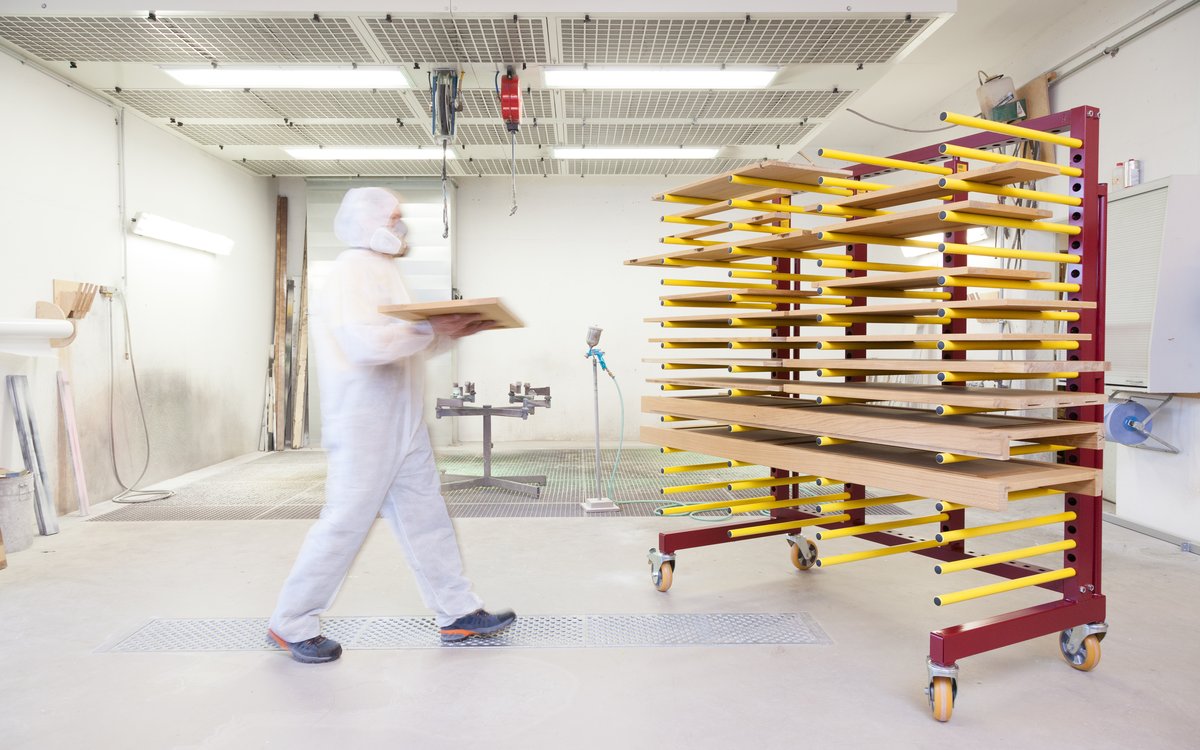 Jowi mobile and vertical transport racks for cabinet shop material handling